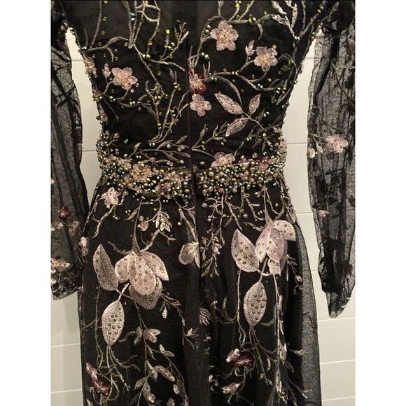 Mac Duggal 20476 Floral Embroidered Long Sleeve Dress Size 4 - Picture 11 of 15